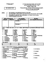 Đề thi chọn học sinh giỏi môn Tiếng Anh Lớp 8 - Năm học 2011-2012 (Có đáp án)